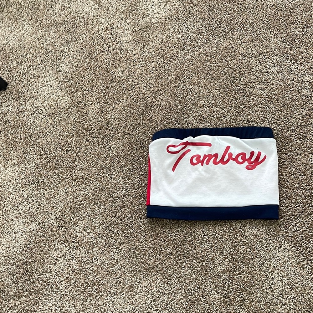 Fashion nova halter top red, navy blue and white